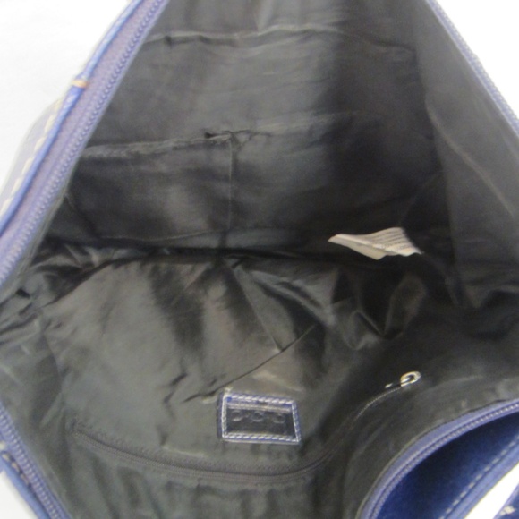 BOC Vinyl Blue Faux Leather Crossbody Adjustable Strap Medium Zip Close - Picture 2 of 16